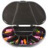 Black Vita Carry Large Medication Case Opened and Filled Empty Front Facing Open and Filled with Pills