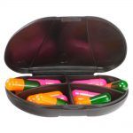 Black Vita Carry Pocket Clamshell Case Open and Filled with Pills