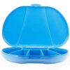 Blue Vita Carry Large Medication Case Opened and Filled Empty Front Facing Open and Empty