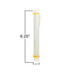 GMS White syringe protective case with measurements: 6.25" tall and with a .625 circumference