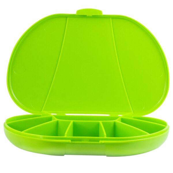 Green Vita Carry Large Medication Case Opened and Filled Empty Front Facing Open and Empty
