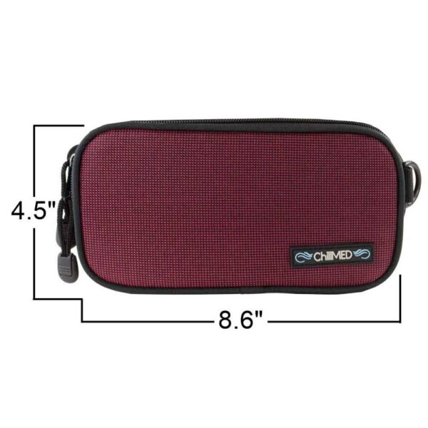 Red ChillMED Carry-All Diabetic Bag with Measurements