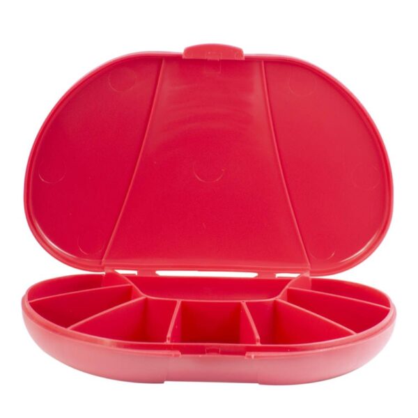 Red Vita Carry Large Medication Case Opened and Filled Empty Front Facing Open and Empty