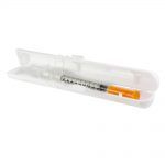GMS Prefilled Syringe Case (white) Opened with Syringe Inside