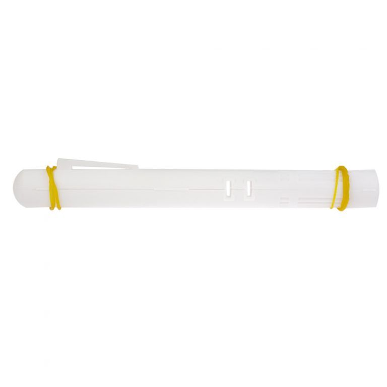 GMS Prefilled Syringe Case (white) Opened Closed with rubber bands