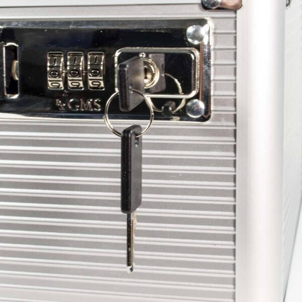 GMS Vitavault Medicine Lock Box Closed with key on outside