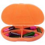 Pastel Orange Vita Carry Pocket Clamshell Case Open and Filled with Pills