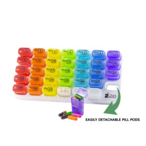 Pocket pill pods 31 day organization tray rainbow