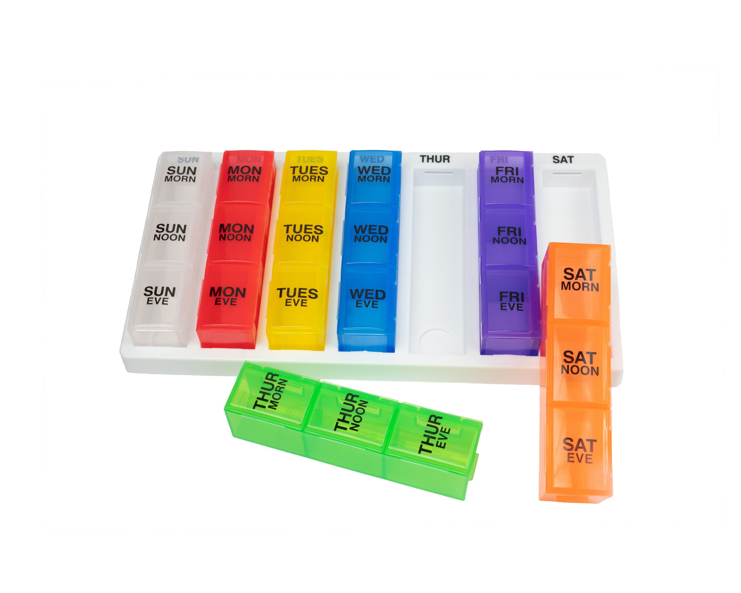 GMS 7 Day Pill Organizer | 3 Times a Day | Rainbow - Group Medical Supply