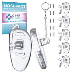 GMS Optical Nose Pads for Eyeglasses - Strap Bridge Screw-In Large 28mm x  15mm, 10 Pairs) 