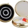 3 Compartment Round Fashion Pill Case (Black Circle)