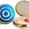 3 Compartment Round Fashion Pill Case (blue Circle)