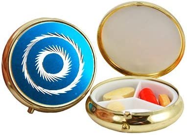 3 Compartment Round Fashion Pill Case (blue Circle)