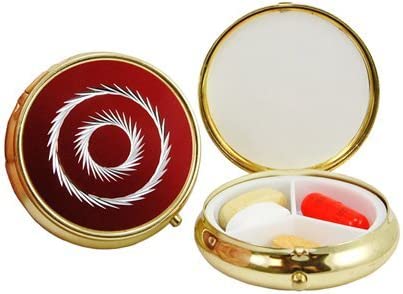 3 Compartment Round Fashion Pill Case (Red Circle)